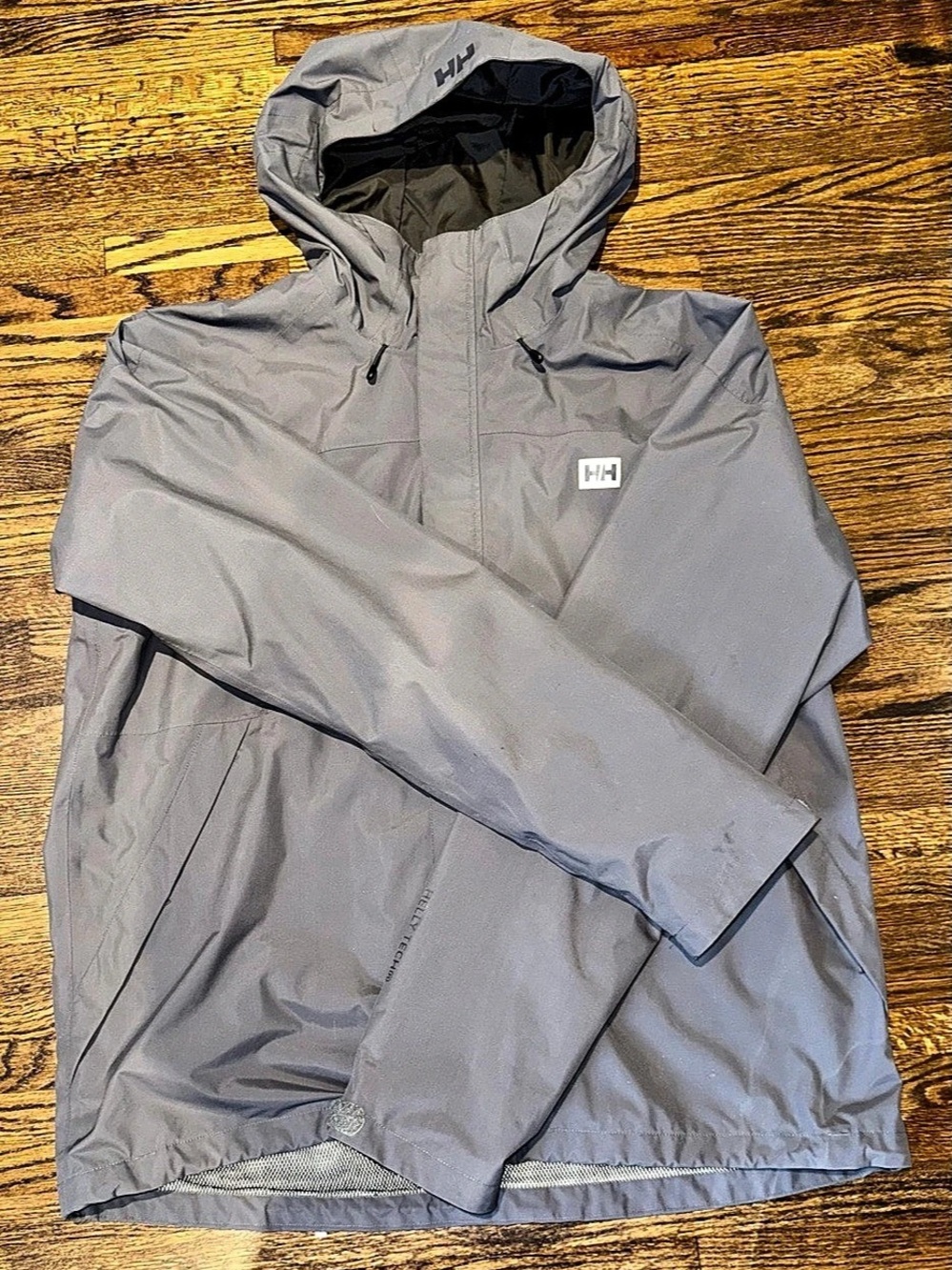 Helly Hansen Seven J Jacket Gray Hooded Rain Jacket XXL/TG